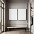 Hallway Premium Interior Mockup — Plain Square Frame Portrait 2:3 — Perspective View — #02957 | MockupBulk