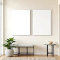 Hallway Premium Interior Mockup — Plain Square Frame Square 1:1 — Perspective View — #02958 | MockupBulk