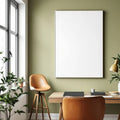 Home Office Frame Display Mockup — Plain Square Frame Portrait 2:3 — Perspective View — #02929 | MockupBulk