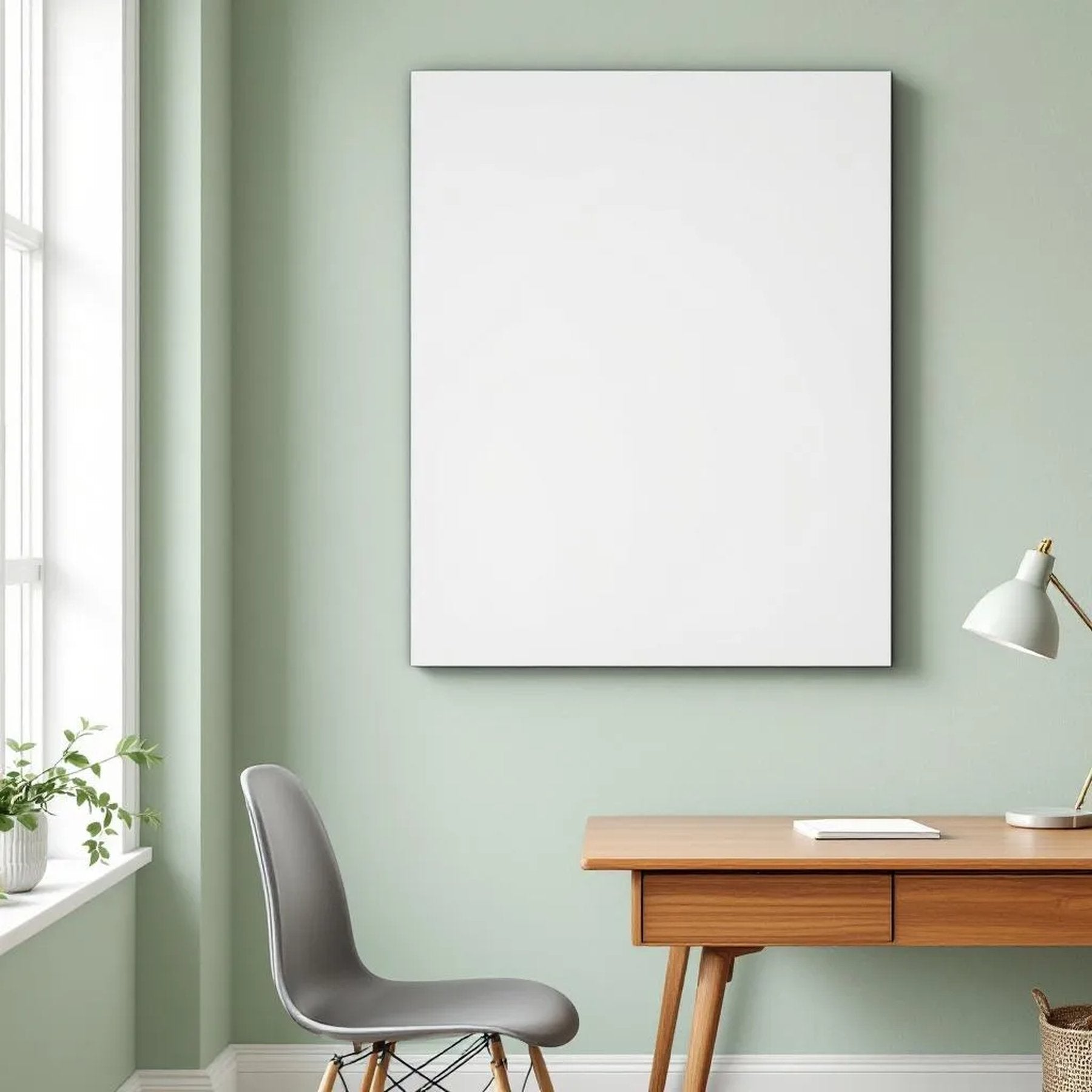 Home Office Wall Art Mockup — Plain Square Frame Portrait 2:3 — Perspective View — #02930 | MockupBulk