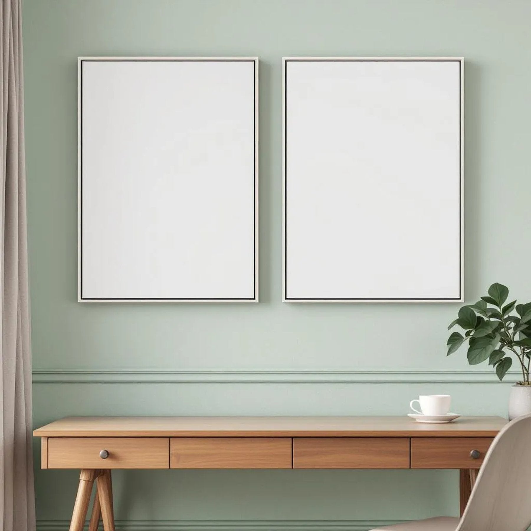 Home Office Professional Frame Mockup — Plain Square Frame A-Series (A4 / A3) — Perspective View — #02933 | MockupBulk