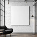 Industrial Loft Editorial Room Mockup — Plain Square Frame Portrait 4:5 — Perspective View — #02739 | MockupBulk