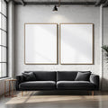 Industrial Loft Room Scene Mockup — Plain Square Frame Square 1:1 — Perspective View — #02742 | MockupBulk