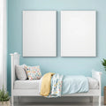 Kids Room Professional Frame Mockup — Plain Square Frame Portrait 2:3 — Perspective View — #02908 | MockupBulk