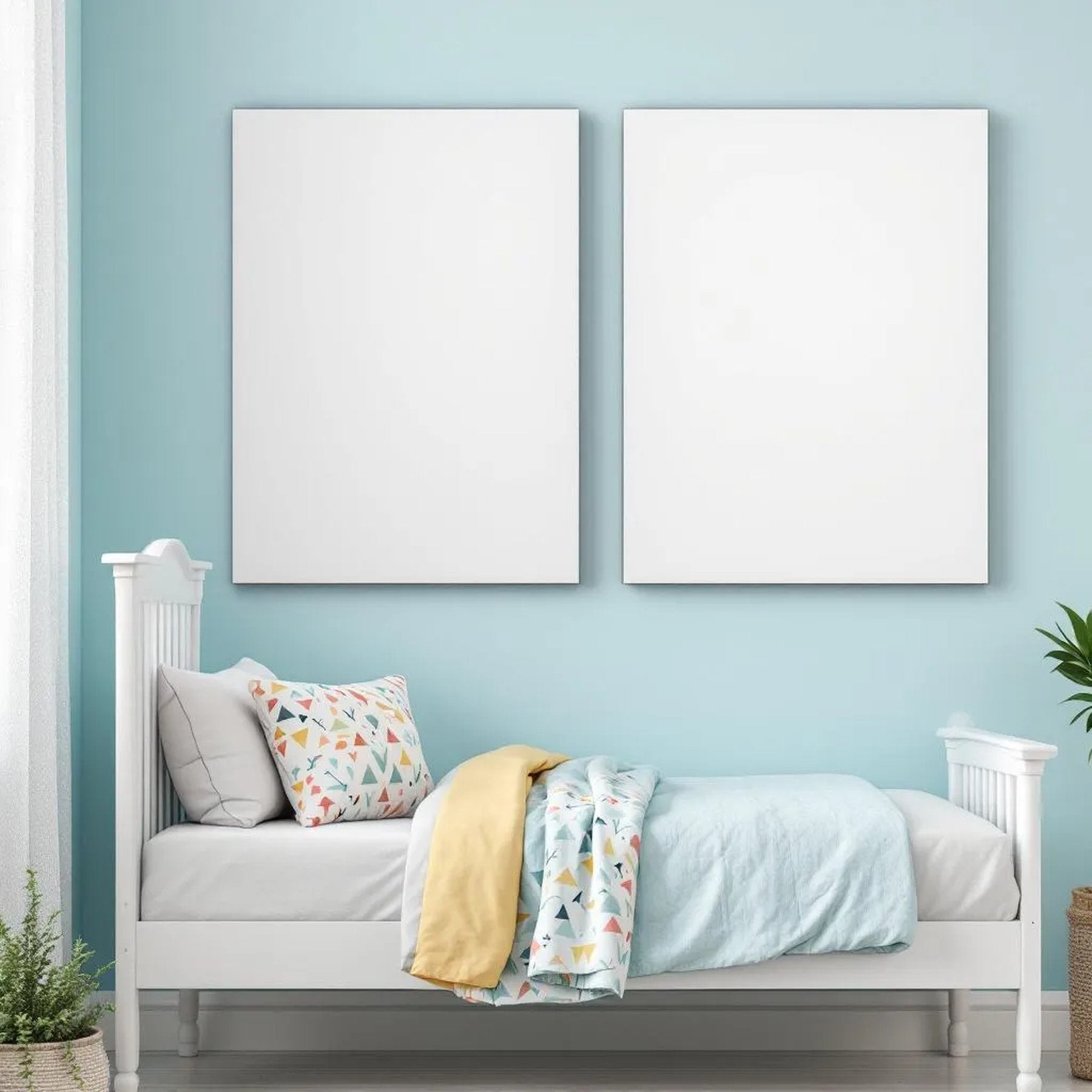 Kids Room Professional Frame Mockup — Plain Square Frame Portrait 2:3 — Perspective View — #02908 | MockupBulk