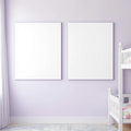 Kids Room Interior Frame Mockup — Plain Square Frame Portrait 4:5 — Perspective View — #02910 | MockupBulk