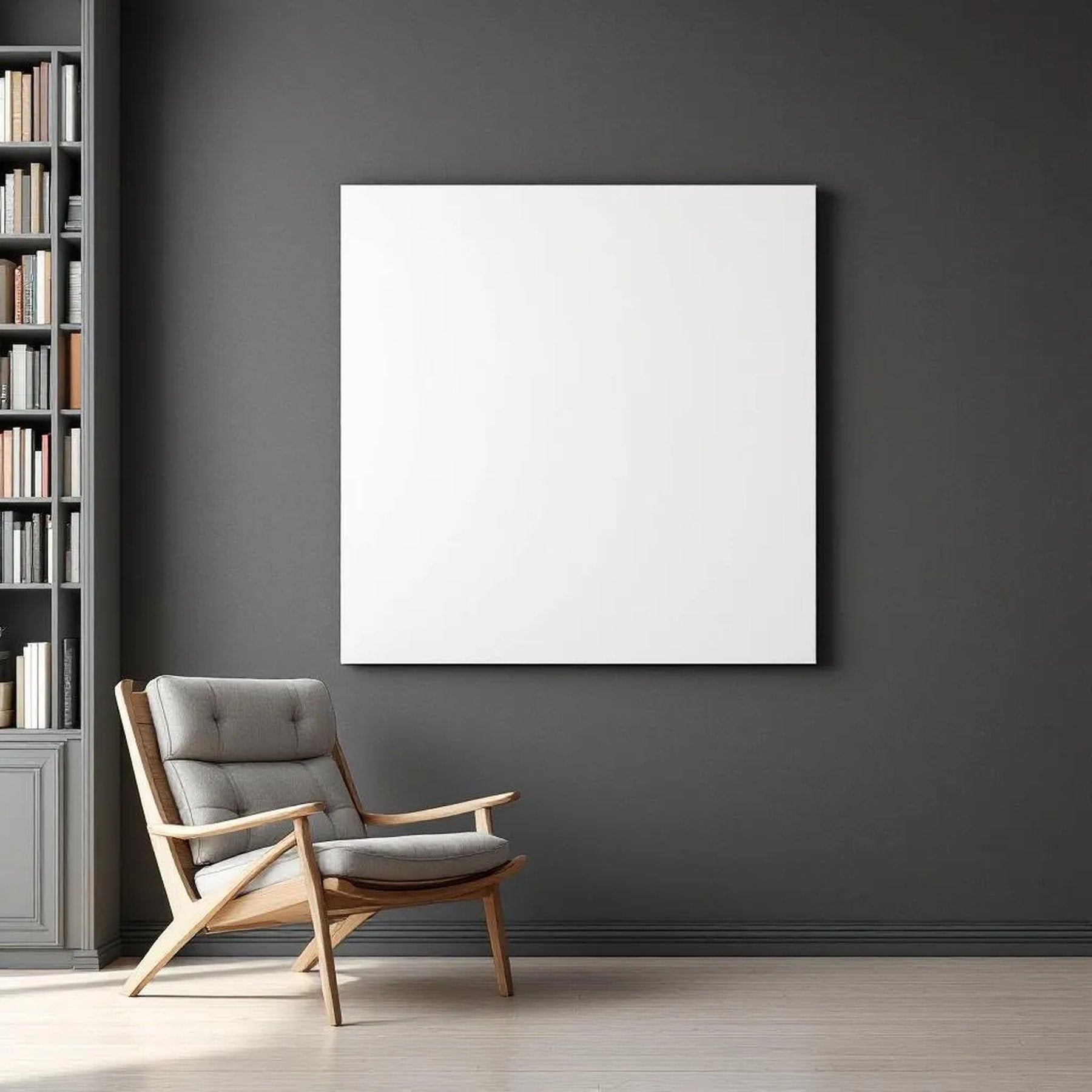 Library & Study High-Res Frame Mockup — Plain Square Frame Square 1:1 — Perspective View — #03075 | MockupBulk