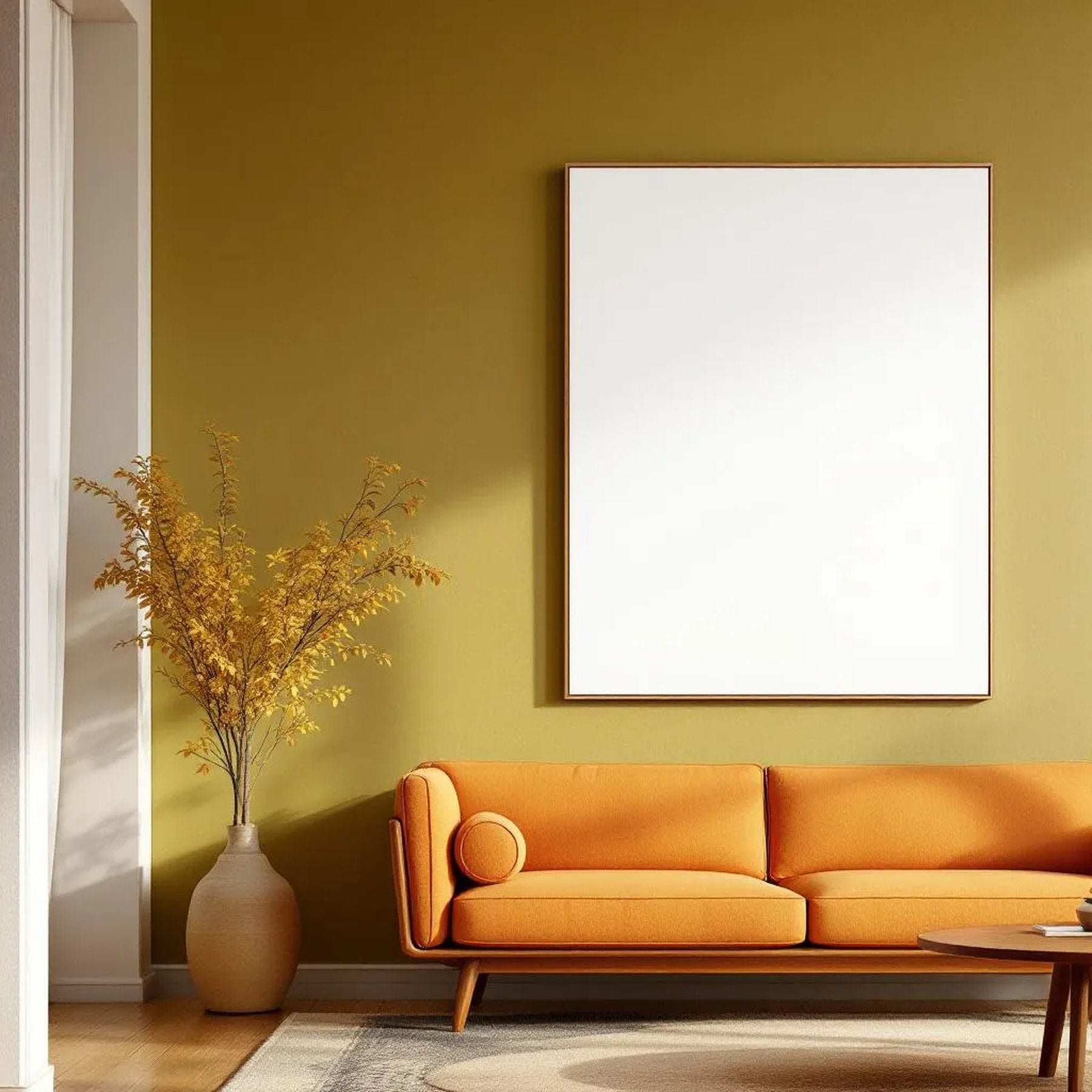 Mid-Century Modern Wall Art Mockup — Plain Square Frame Portrait 4:5 — Perspective View — #03146 | MockupBulk