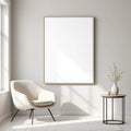 Minimalist White Room Scene Mockup — Plain Square Frame Portrait 2:3 — Perspective View — #02690 | MockupBulk