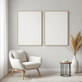 Minimalist White Wall Art Mockup — Plain Square Frame Portrait 2:3 — Perspective View — #02693 | MockupBulk