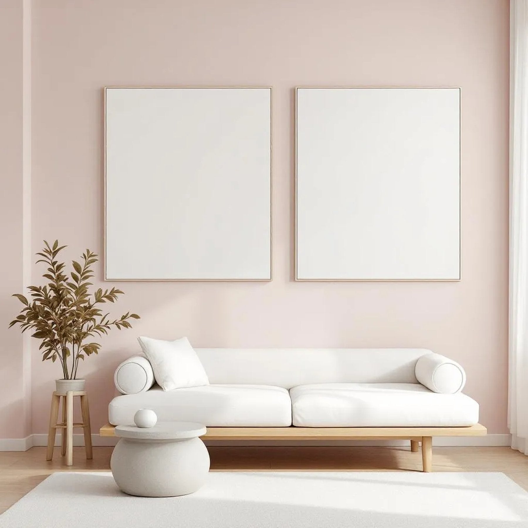 Minimalist White Wall Art Mockup — Plain Square Frame Landscape 11x14 — Perspective View — #02694 | MockupBulk