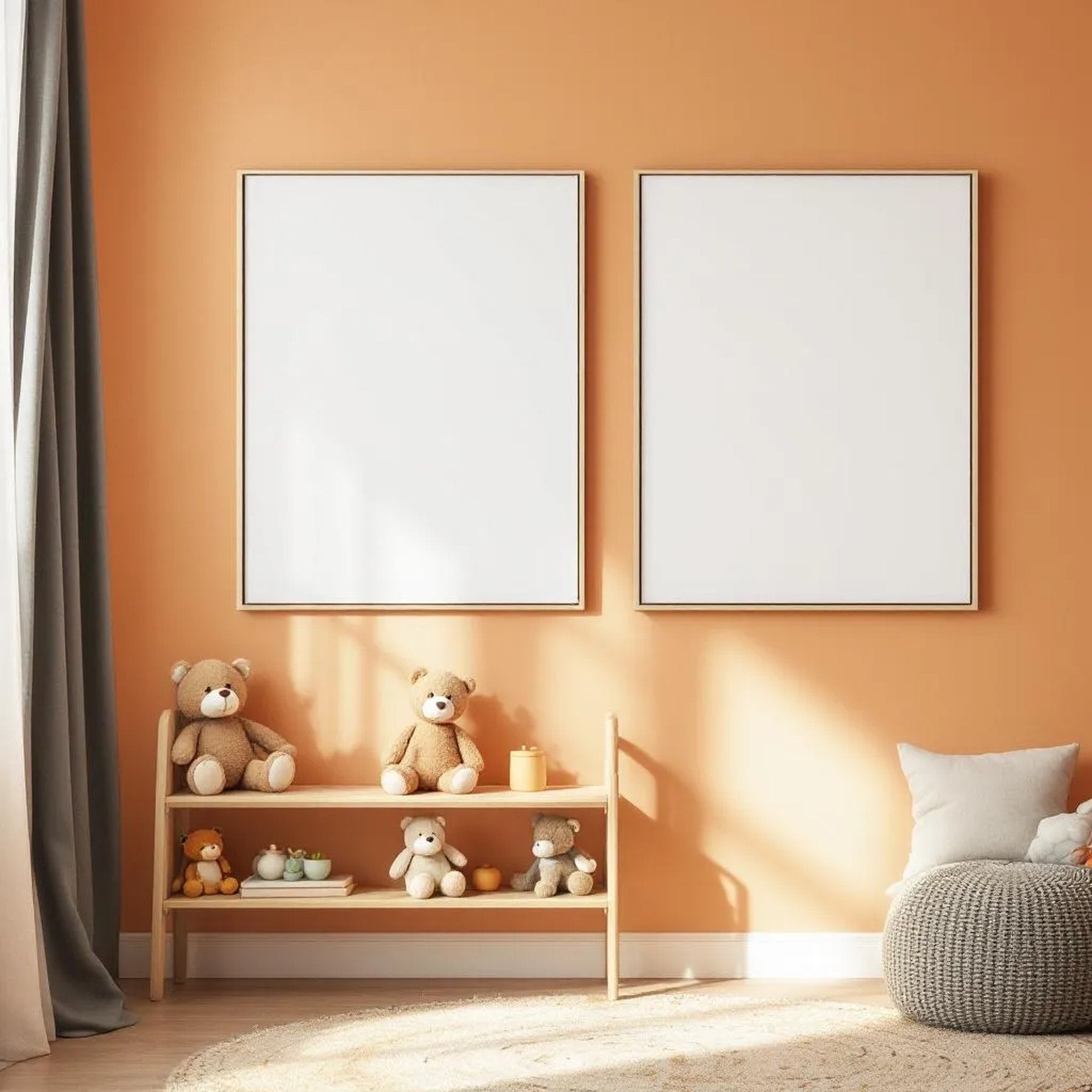 Nursery Lifestyle Frame Mockup — Plain Square Frame Portrait 2:3 — Perspective View — #02884 | MockupBulk
