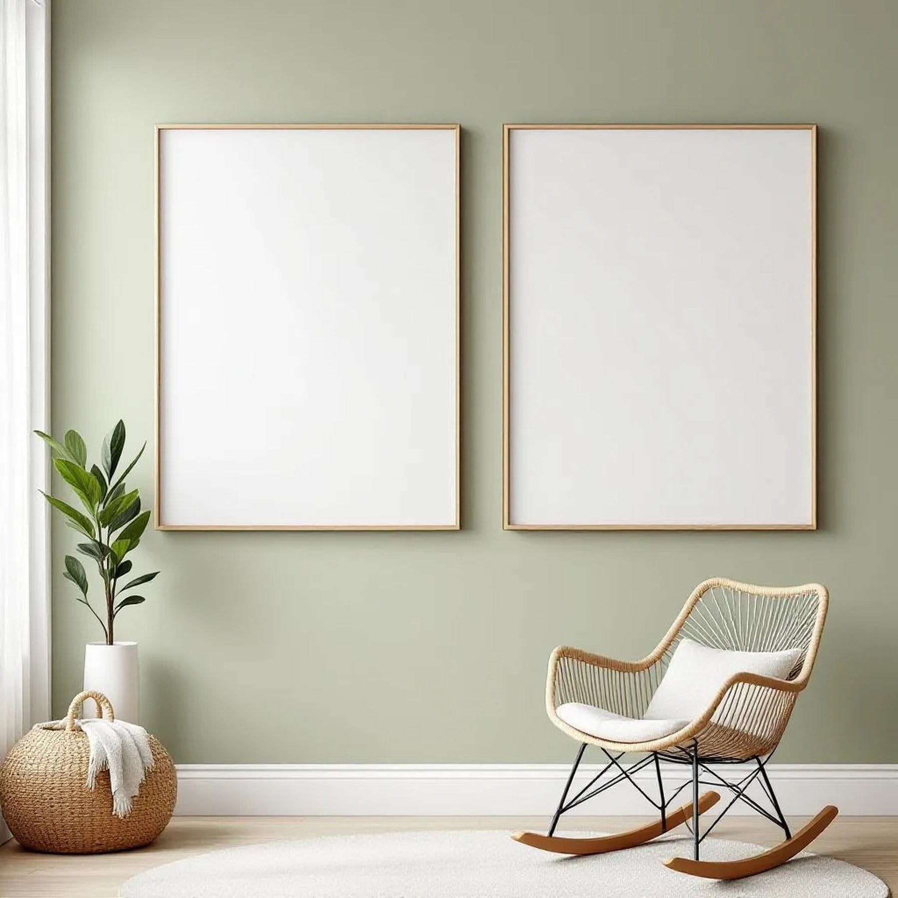 Nursery Interior Frame Mockup — Plain Square Frame Landscape 11x14 — Perspective View — #02885 | MockupBulk