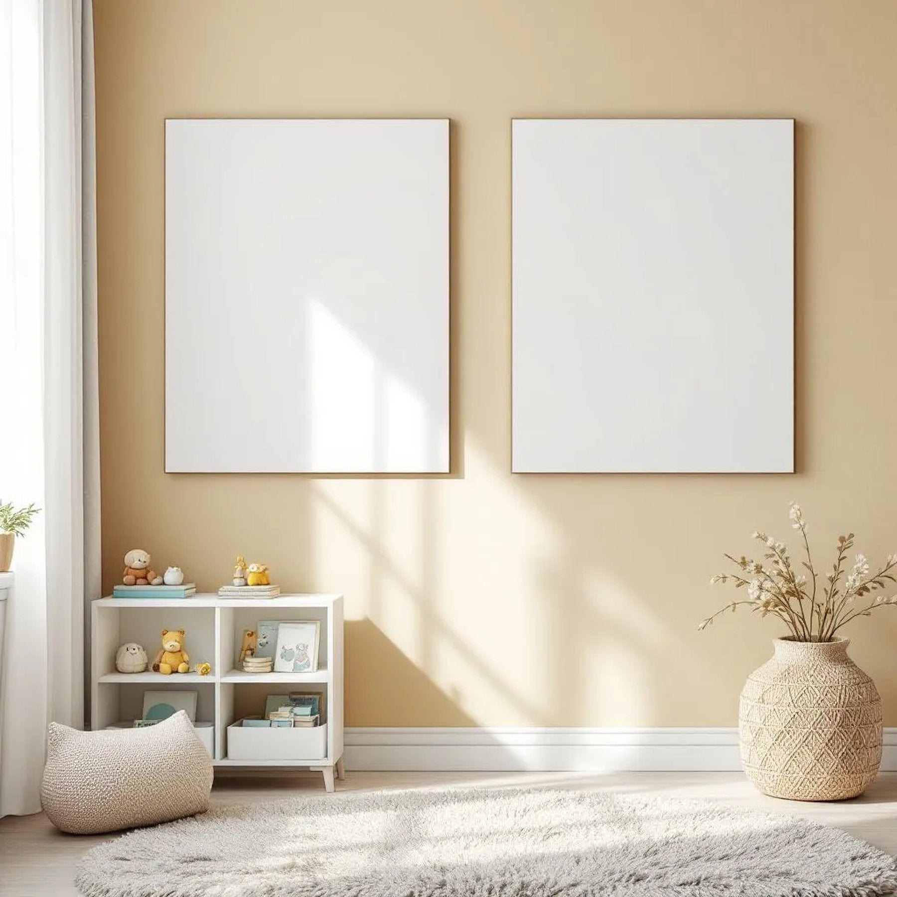 Nursery Wall Art Mockup — Plain Square Frame Landscape 11x14 — Perspective View — #02886 | MockupBulk