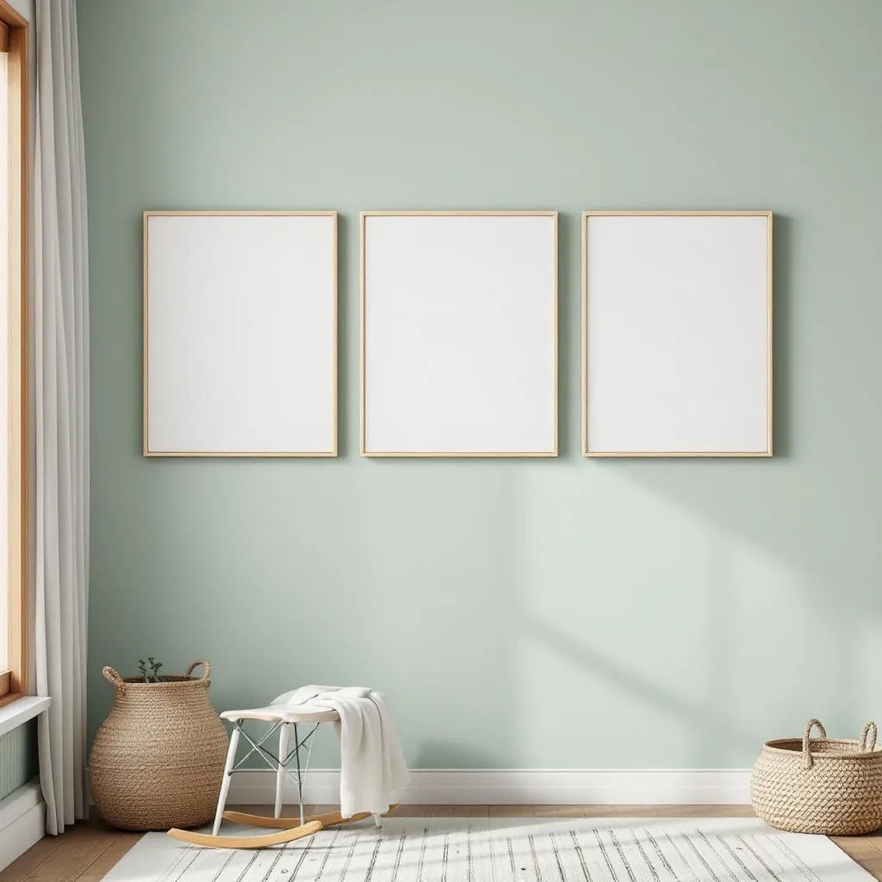 Nursery Professional Frame Mockup — Plain Square Frame Portrait 2:3 — Perspective View — #03195 | MockupBulk