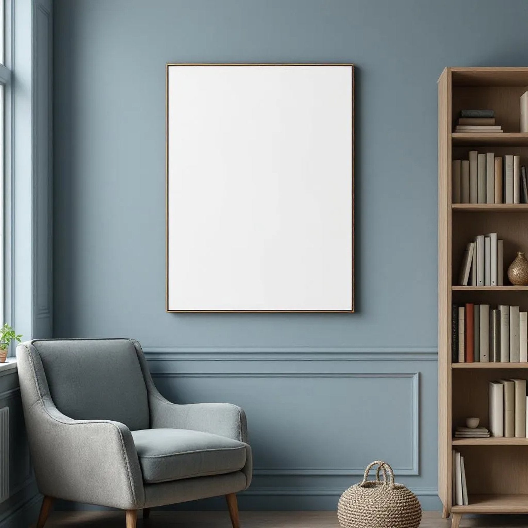 Reading Nook Professional Frame Mockup — Plain Square Frame Landscape 3:4 — Perspective View — #03002 | MockupBulk