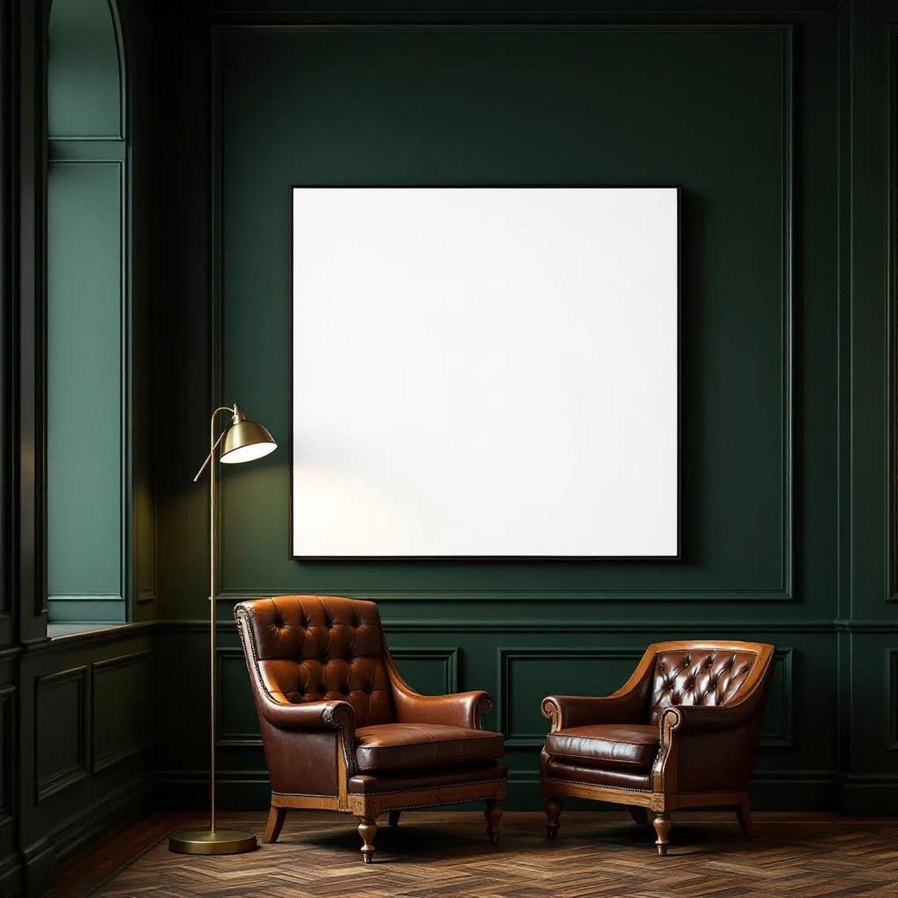 Reading Nook Professional Frame Mockup — Plain Square Frame Square 1:1 — Perspective View — #03003 | MockupBulk