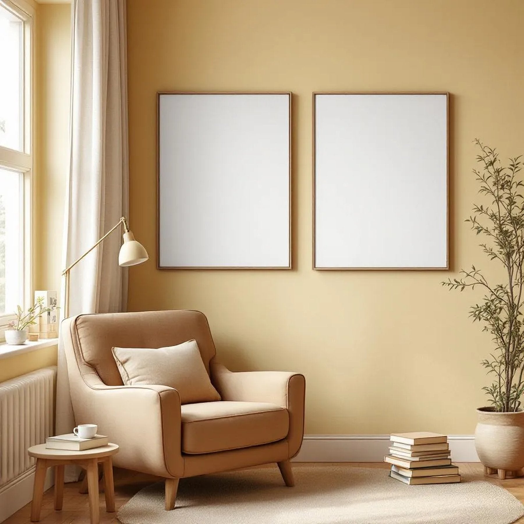 Reading Nook Professional Frame Mockup — Plain Square Frame Portrait 2:3 — Perspective View — #03004 | MockupBulk