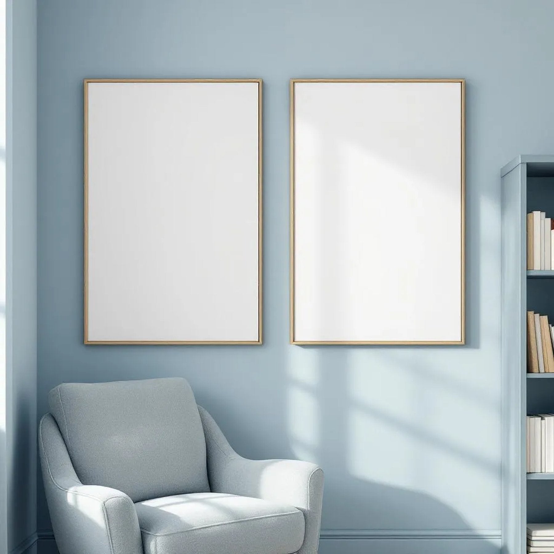 Reading Nook Premium Interior Mockup — Plain Square Frame Portrait 2:3 — Perspective View — #03005 | MockupBulk