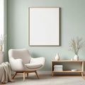 Scandinavian Room Scene Mockup — Plain Square Frame Portrait 2:3 — Perspective View — #02714 | MockupBulk