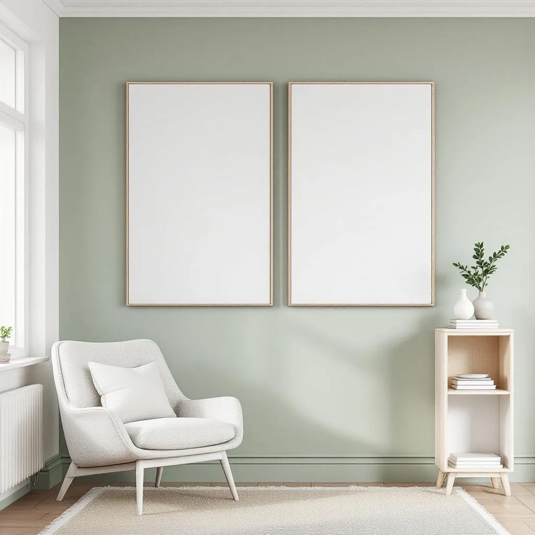 Scandinavian Styled Room Mockup — Plain Square Frame Portrait 2:3 — Perspective View — #02717 | MockupBulk