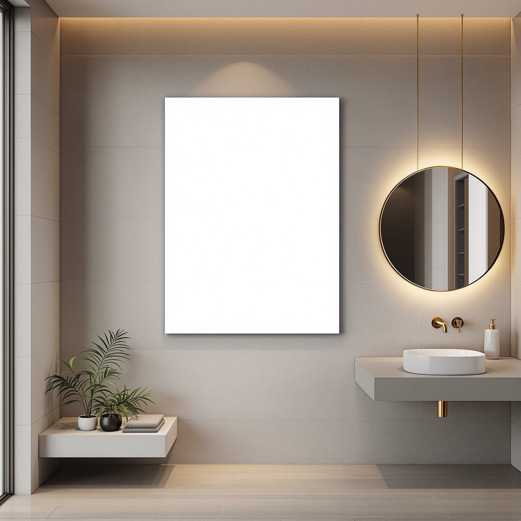 Spa Bathroom A3 Canvas Wall Art Mockup — Blank Template #00344 — A3 Frame Mockup JPG | Commercial Use | Etsy POD bulkmockup | MockupBulk