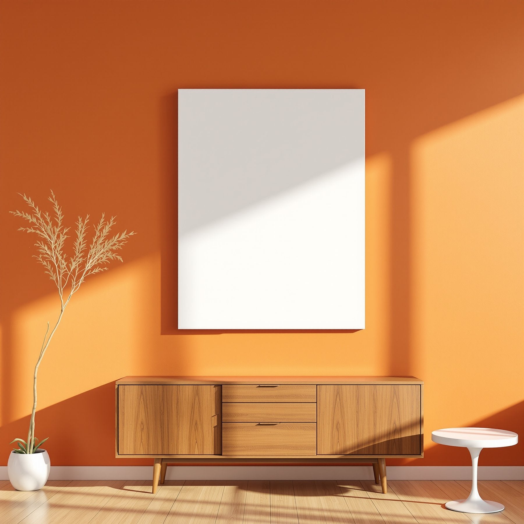 Mid-Century Modern A3 Canvas Wall Art Mockup, Blank Template #00354 | A3 Wall Art Mockup | bulkmockup JPG Template | Commercial Licence | MockupBulk