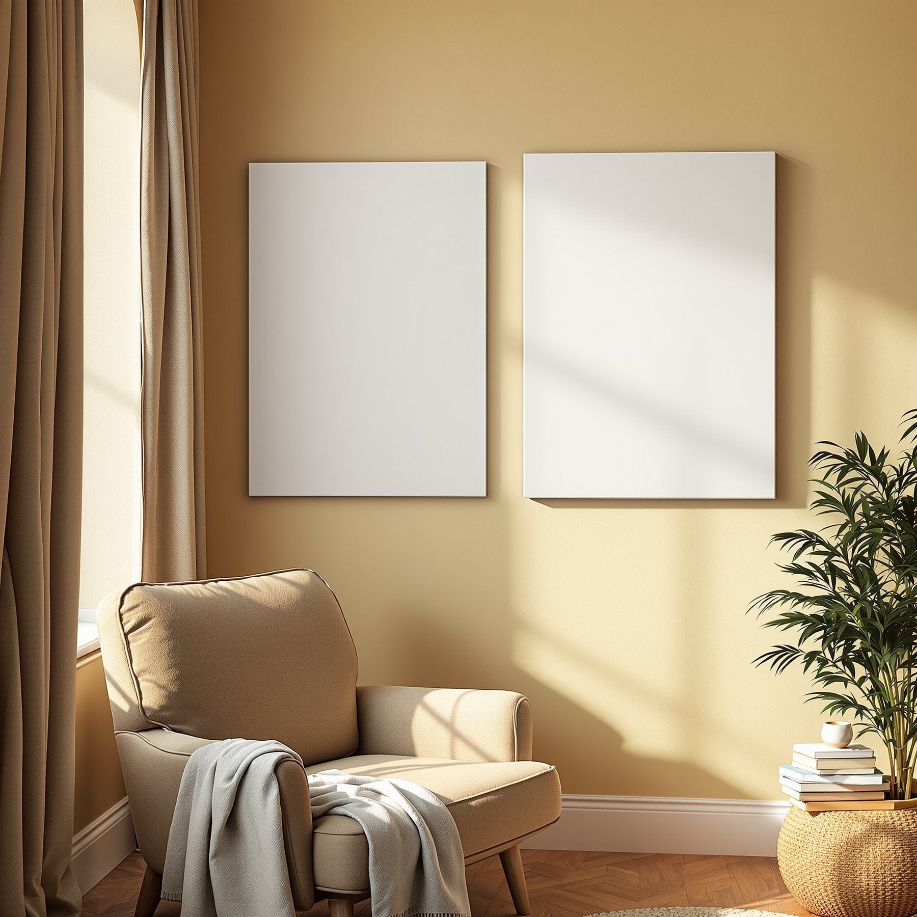 Reading Nook A3 Canvas Wall Art Mockup — Blank Template #00343 — bulkmockup A3 Frame Template | JPG Download | Commercial Use | MockupBulk