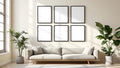 Frame Premium Interior Mockup — Matte Black Frame Square 1:1 — Perspective View — #00842 | MockupBulk