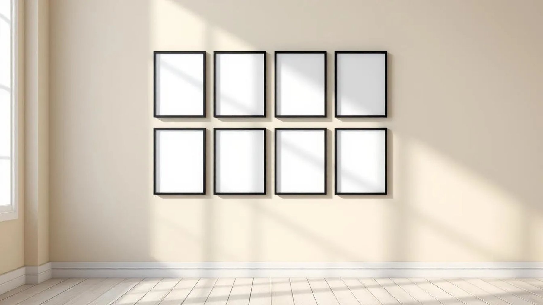 Frame Premium Interior Mockup — Matte Black Frame Landscape 3:4 — Perspective View — #00845 | MockupBulk