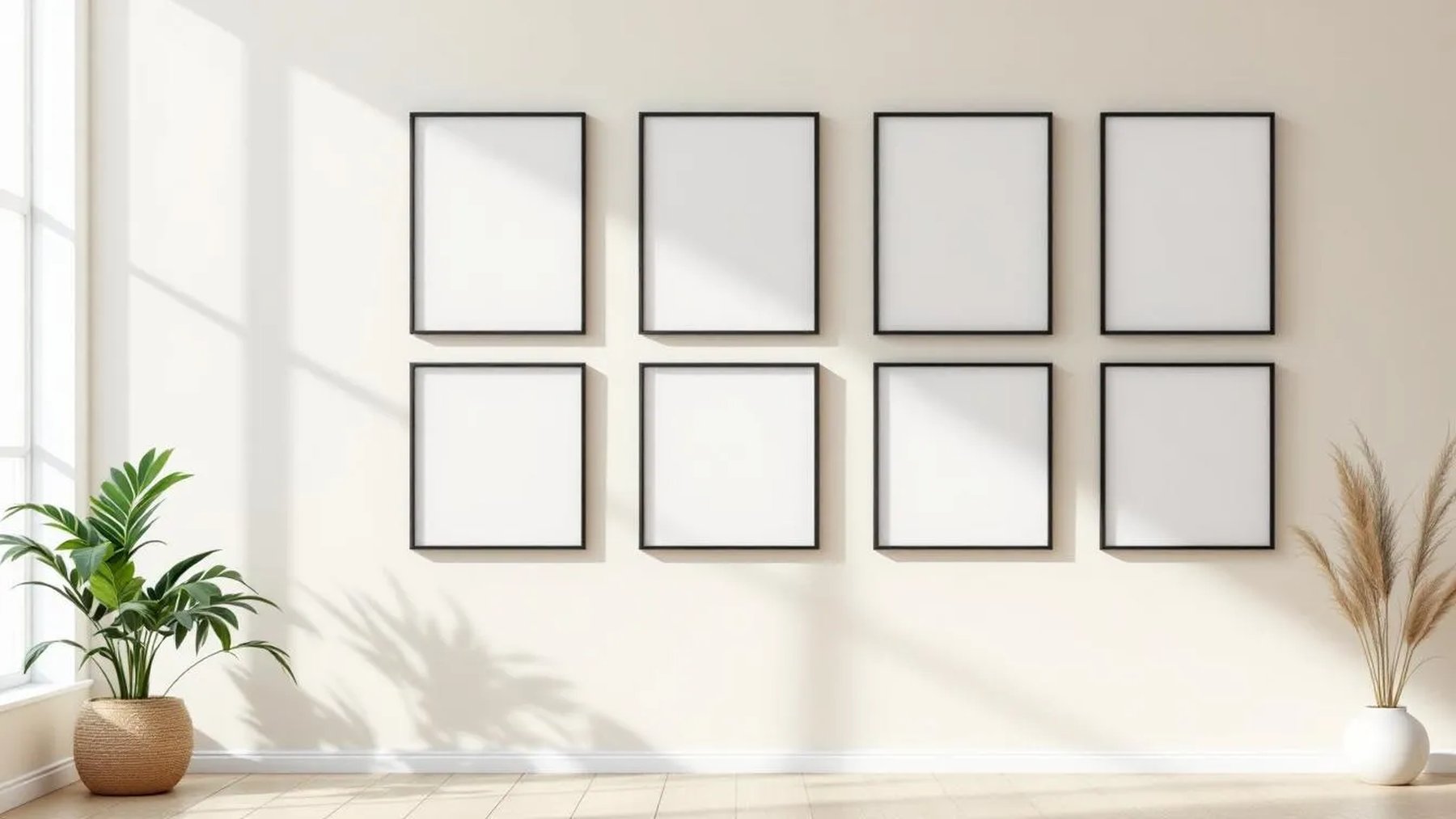 Frame Room Scene Mockup — Matte Black Frame Portrait 4:5 — Perspective View — #00851 | MockupBulk