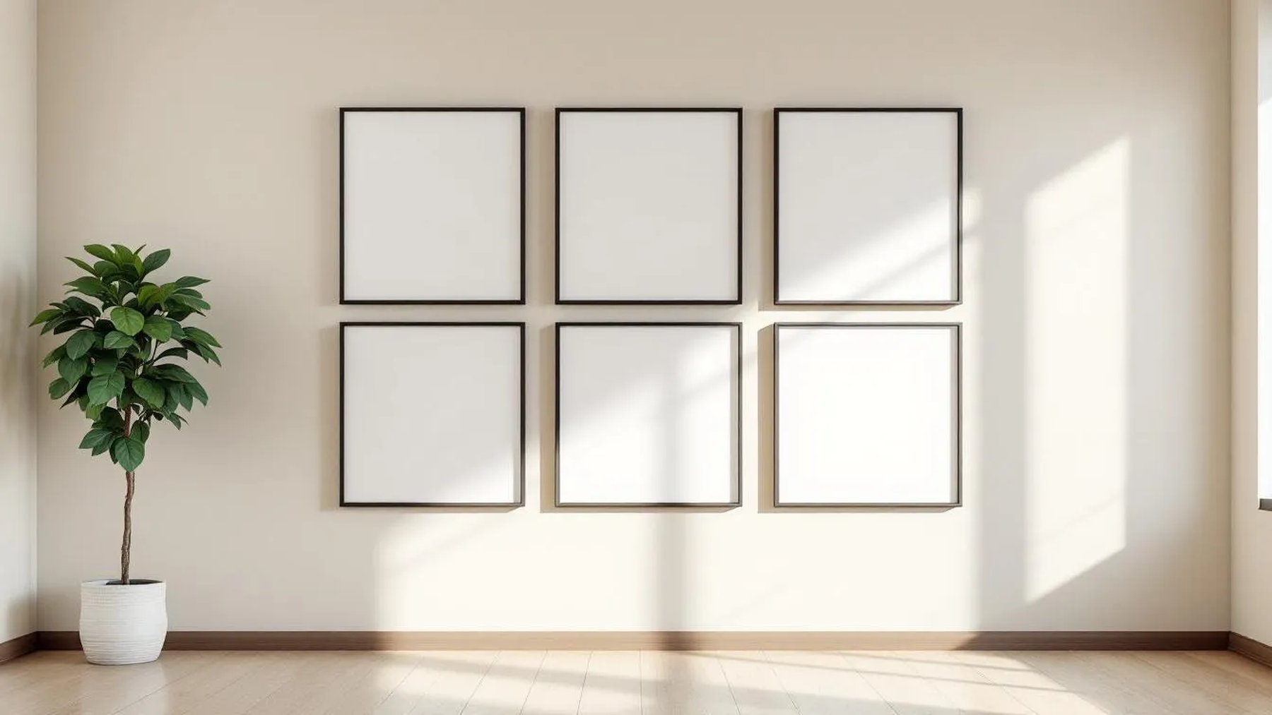 Frame Professional Frame Mockup — Matte Black Frame Square 1:1 — Perspective View — #00854 | MockupBulk