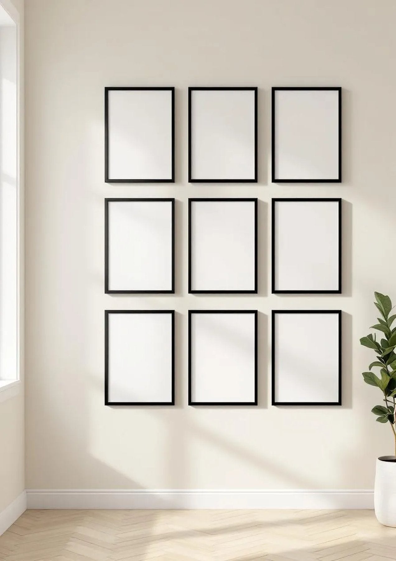 Frame Frame Display Mockup — Matte Black Frame Portrait 2:3 — Perspective View — #00855 | MockupBulk