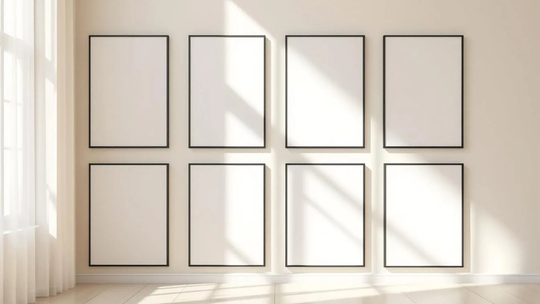 Frame Wall Art Mockup — Matte Black Frame Portrait 4:5 — Perspective View — #00857 | MockupBulk