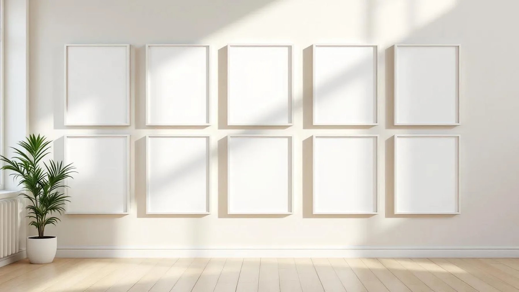 Frame Premium Interior Mockup — White Frame Square 1:1 — Perspective View — #00866 | MockupBulk