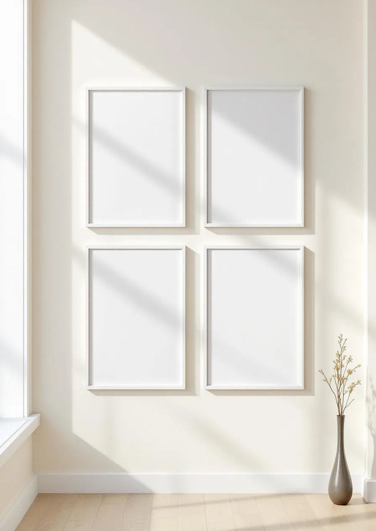 Frame Interior Frame Mockup — White Frame Portrait 2:3 — Perspective View — #00873 | MockupBulk