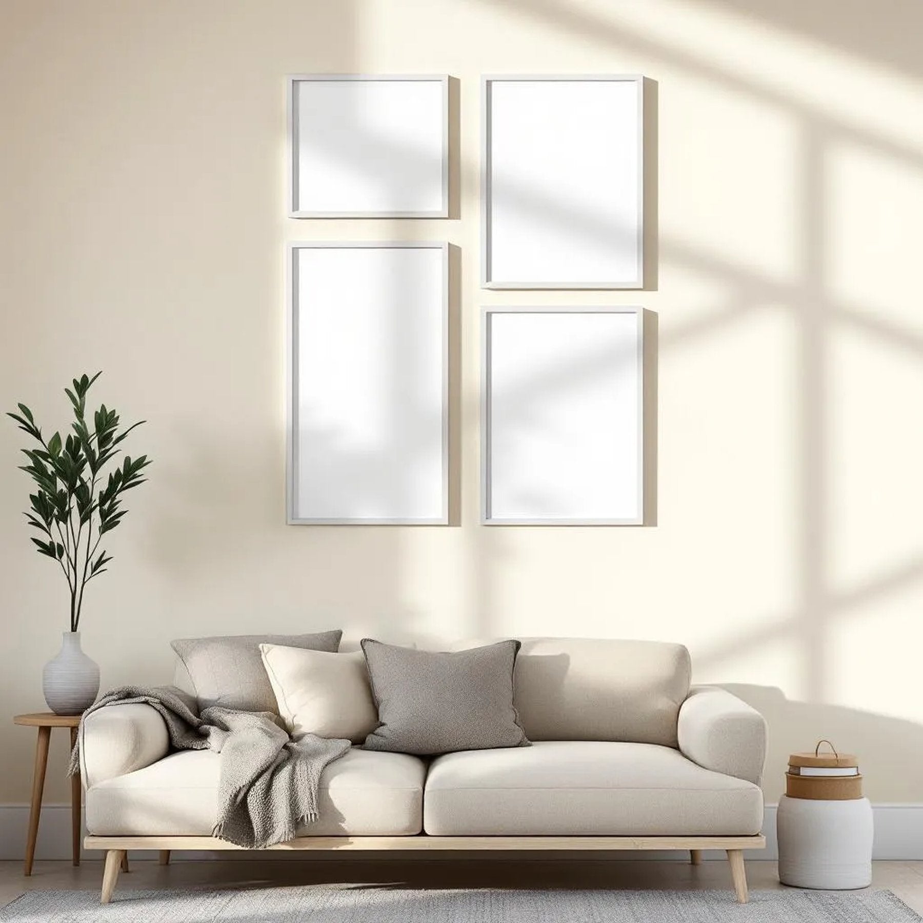 Frame Premium Interior Mockup — Plain Square Frame Portrait 2:3 — Perspective View — #00874 | MockupBulk