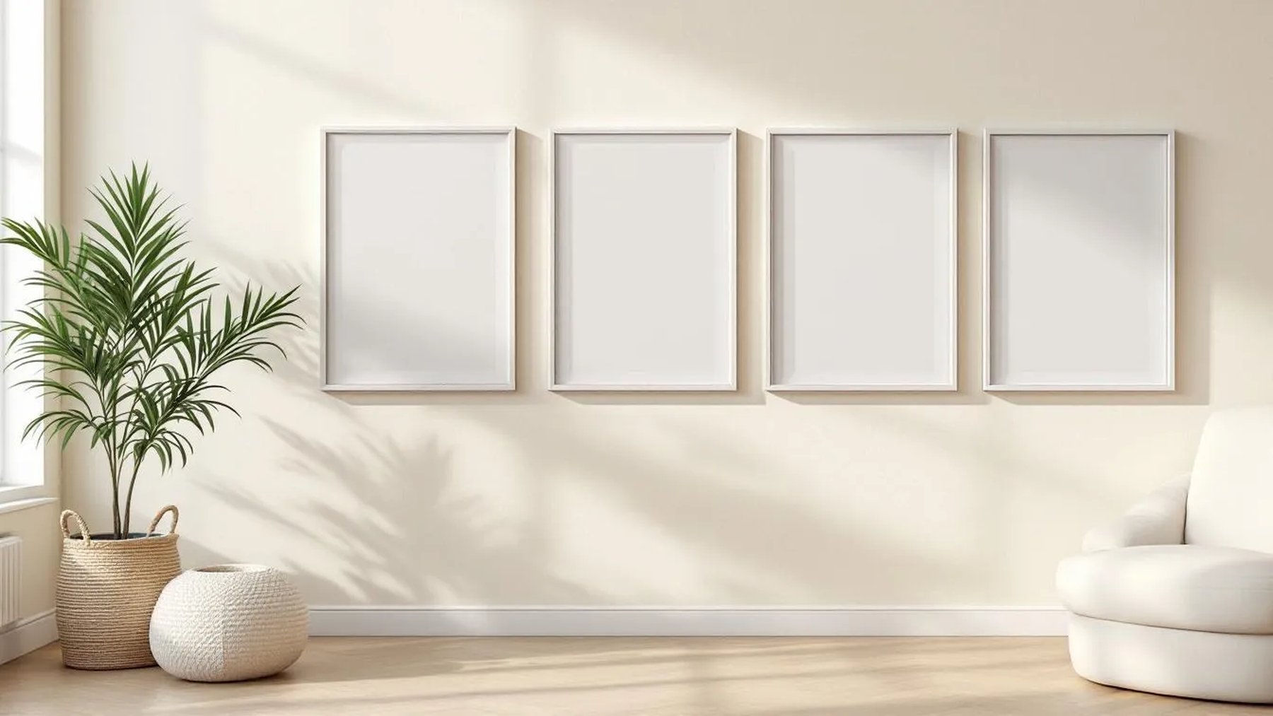 Frame Frame Display Mockup — White Frame Square 1:1 — Perspective View — #00875 | MockupBulk