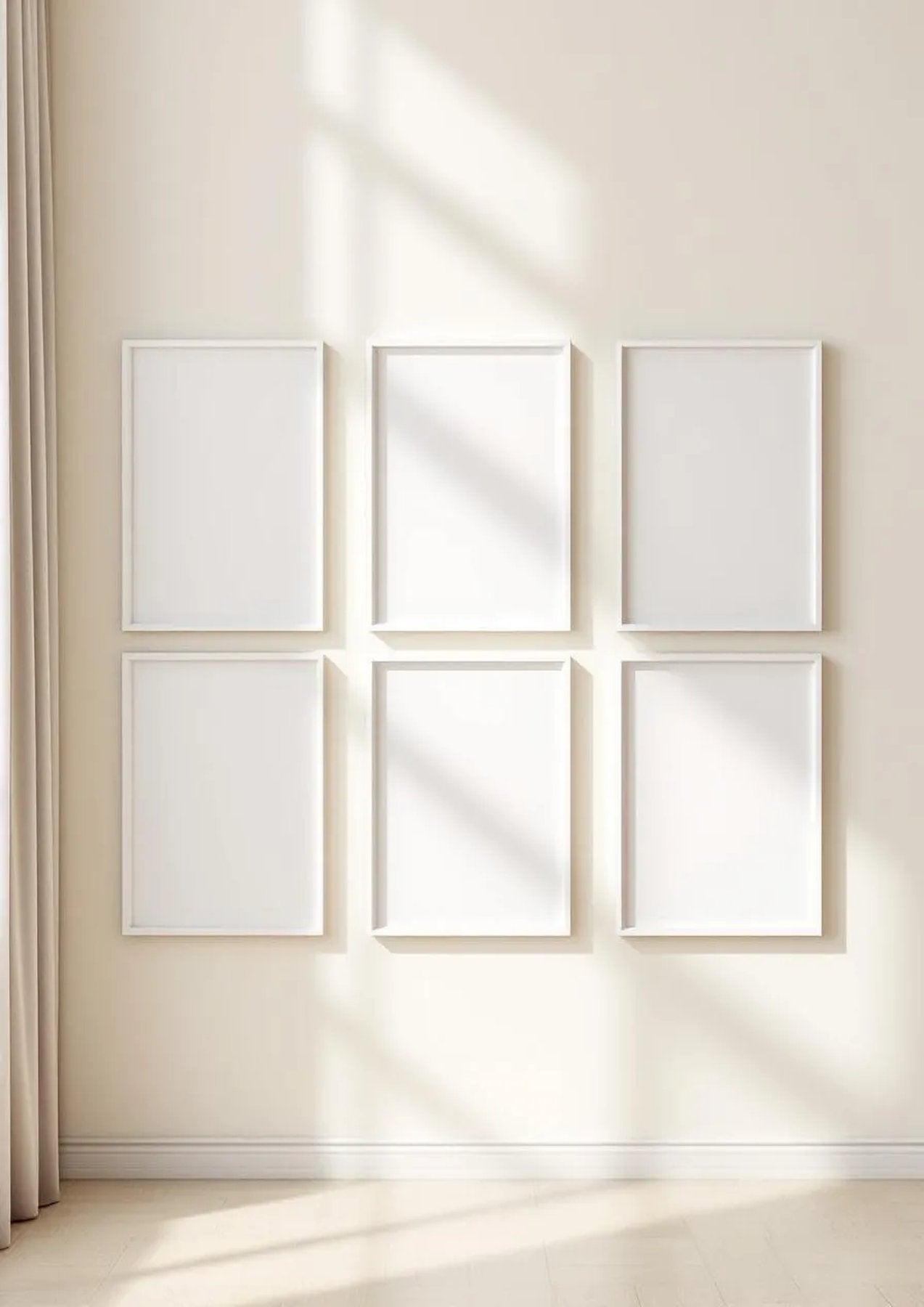 Frame Editorial Room Mockup — White Frame Portrait 2:3 — Perspective View — #00879 | MockupBulk