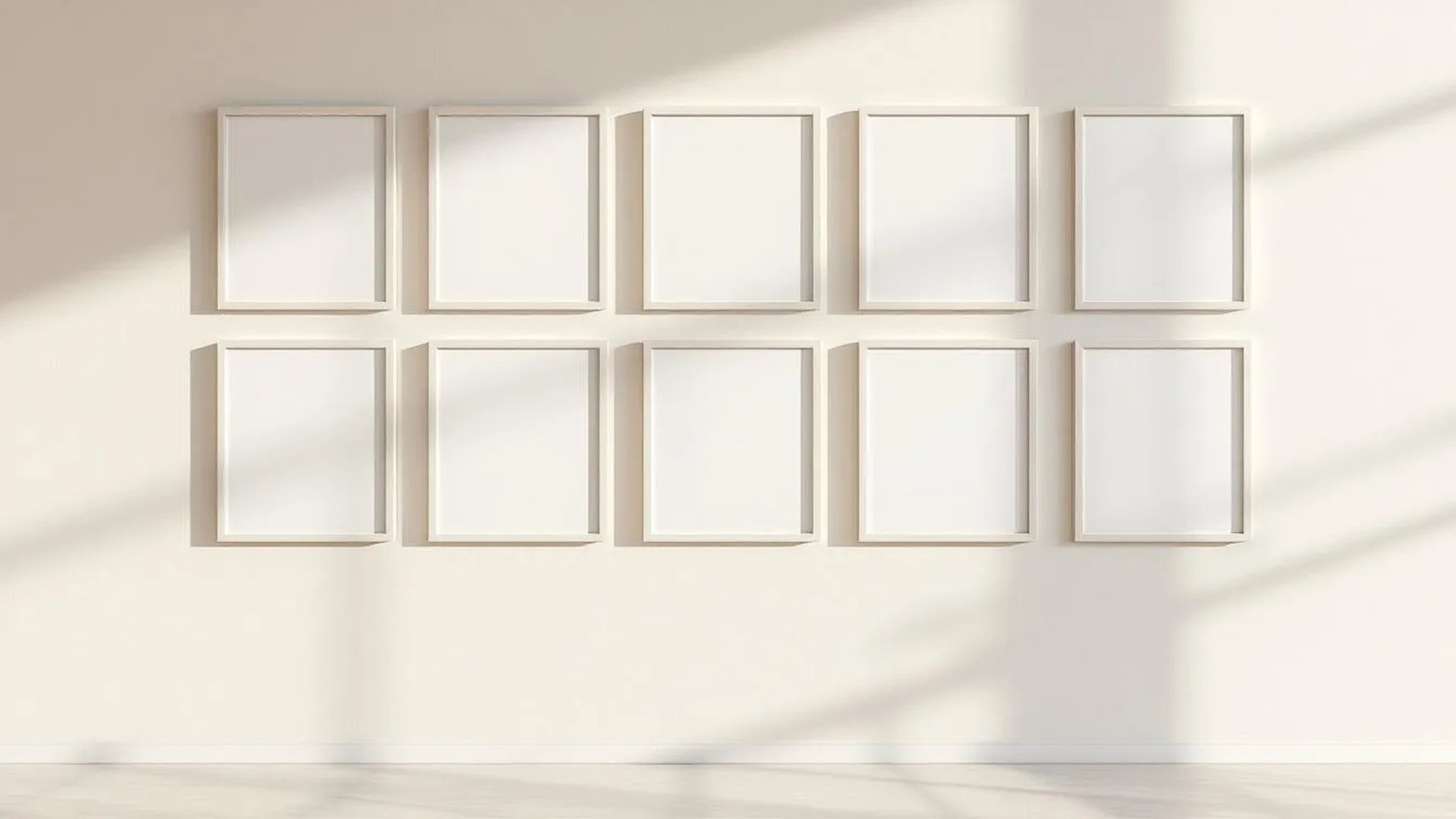 Frame Premium Interior Mockup — White Frame Square 1:1 — Perspective View — #00881 | MockupBulk