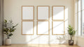 Frame Wall Art Mockup — Natural Oak Frame Portrait 2:3 — Perspective View — #00884 | MockupBulk