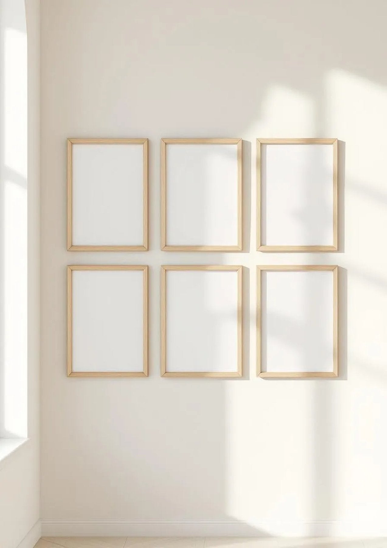 Frame Frame Display Mockup — Natural Oak Frame Portrait 2:3 — Perspective View — #00885 | MockupBulk