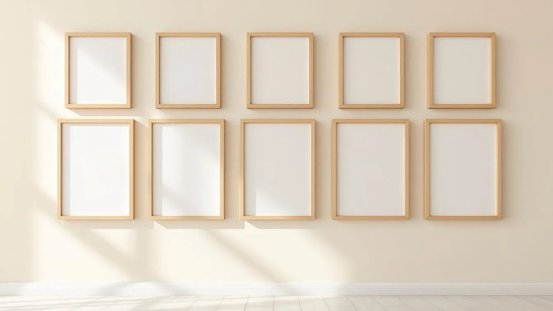 Frame Wall Art Mockup — Natural Oak Frame Square 1:1 — Perspective View — #00887 | MockupBulk