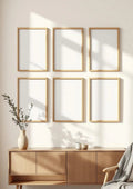 Frame Wall Art Mockup — Natural Oak Frame A-Series (A4 / A3) — Perspective View — #00888 | MockupBulk