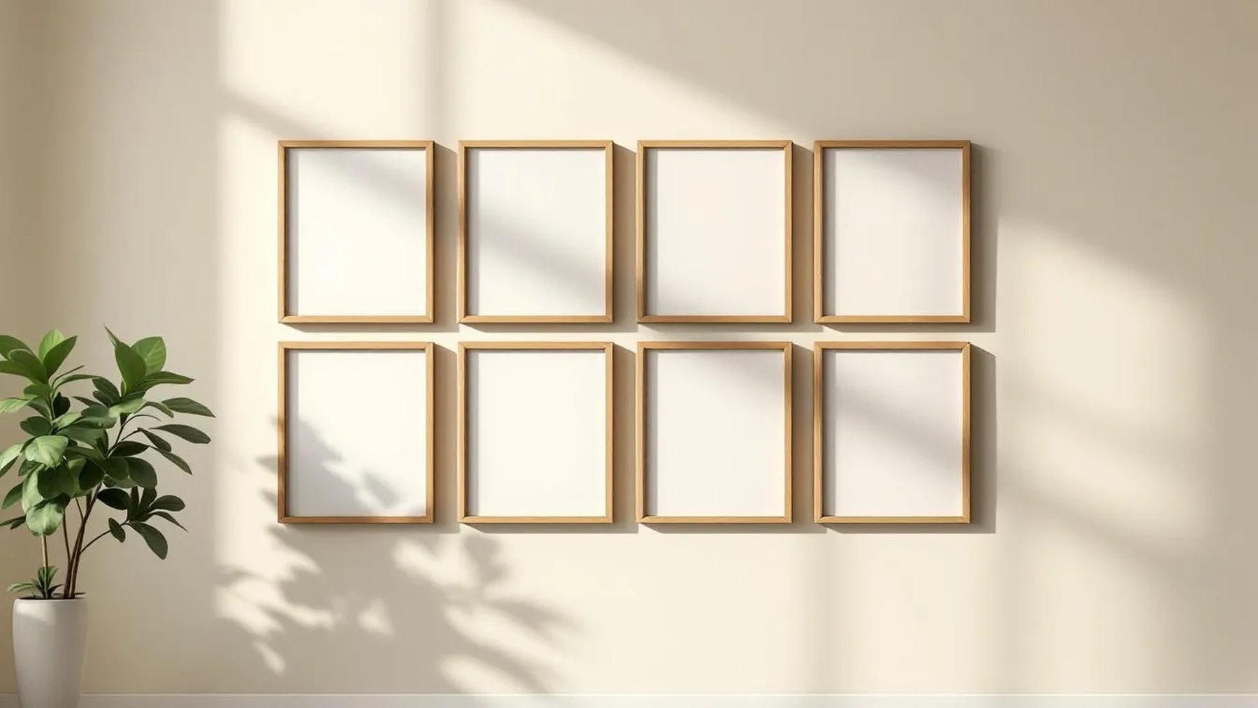 Frame Interior Frame Mockup — Natural Oak Frame Portrait 2:3 — Perspective View — #00890 | MockupBulk