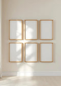 Frame Premium Interior Mockup — Natural Oak Frame Portrait 2:3 — Perspective View — #00891 | MockupBulk