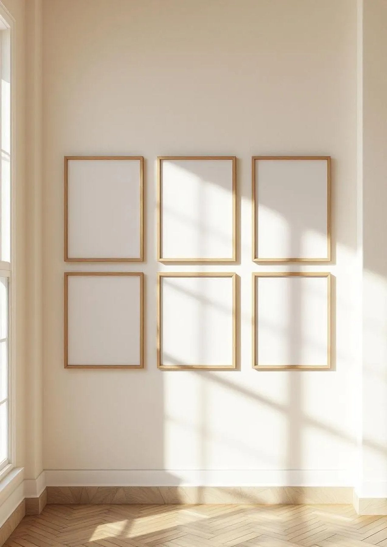 Frame Premium Interior Mockup — Natural Oak Frame Portrait 2:3 — Perspective View — #00897 | MockupBulk