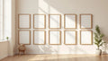 Frame Interior Frame Mockup — Natural Oak Frame Portrait 2:3 — Perspective View — #00899 | MockupBulk