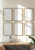 Frame Wall Art Mockup — Natural Oak Frame Portrait 2:3 — Perspective View — #00900 | MockupBulk
