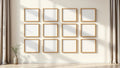 Frame Frame Display Mockup — Natural Oak Frame Square 1:1 — Perspective View — #00902 | MockupBulk